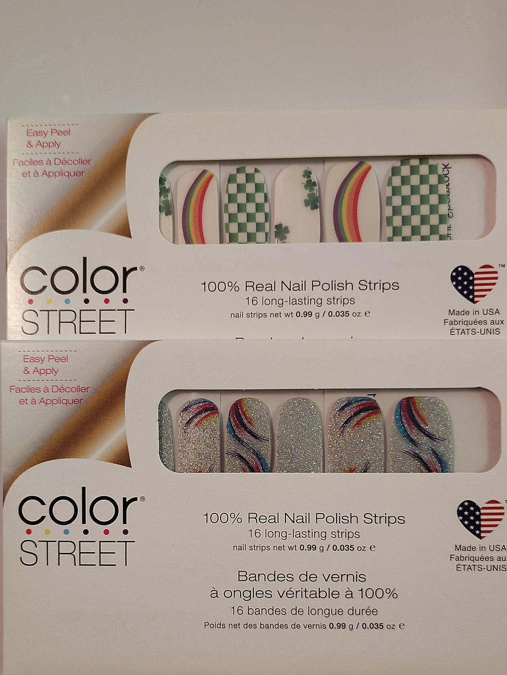 Color Street Retired Green & Multicolor Rainbow Nail Polish Strips Duo